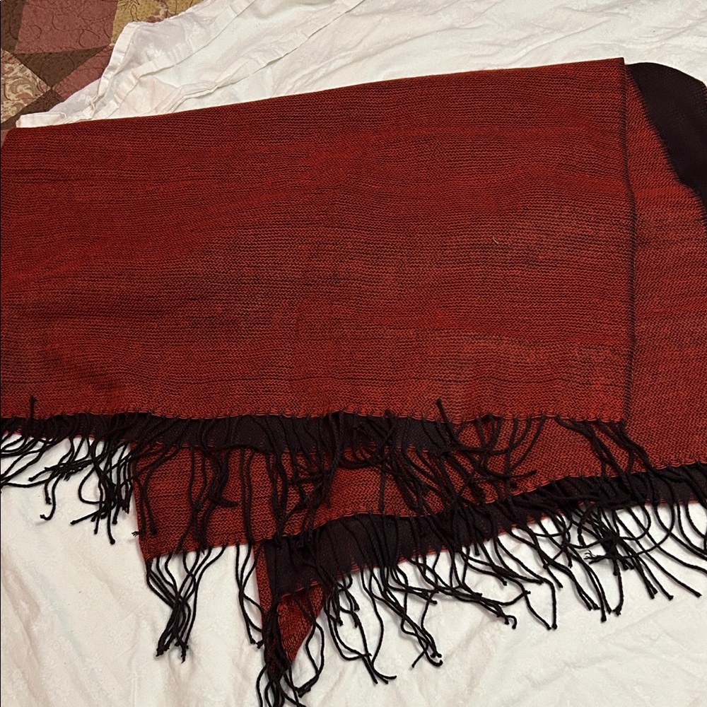 Burnt Orangeand Dark Brown Fringed wrap
